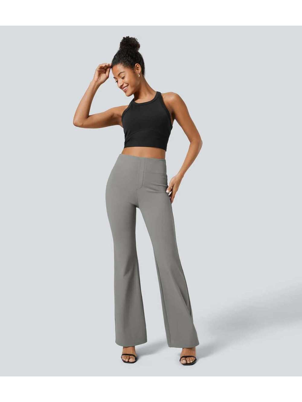 HALARA High Waisted Back Side Pocket Slight Flare Work Pants- M Reg
